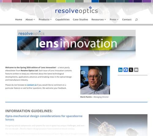 Newsletter describes latest lens innovations – Resolve Optics